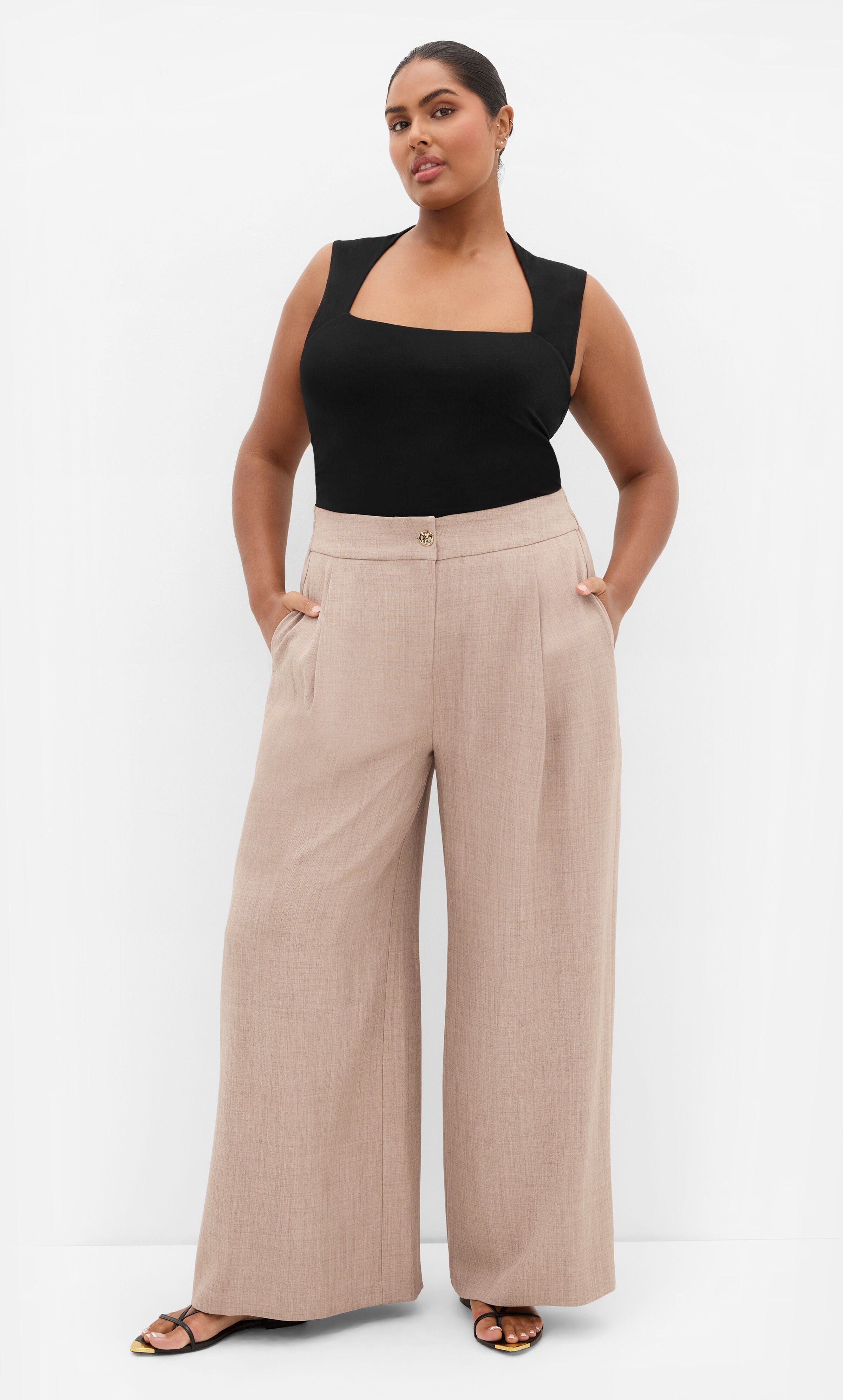 Luci Wide Leg Pant, BEIGE, alternate image number 2