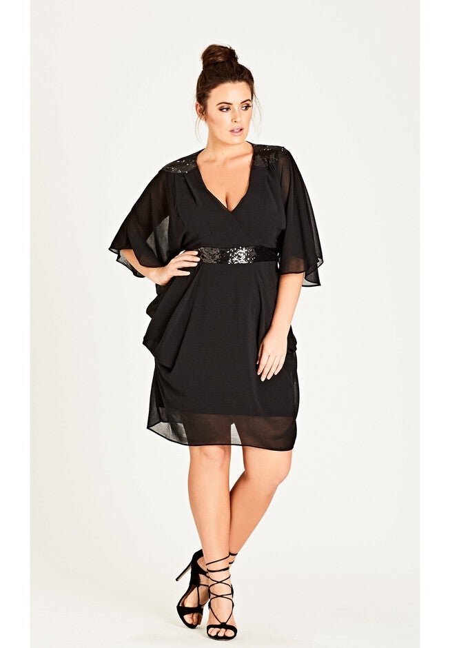 Sequin Wrap Dress - black, BLACK, alternate image number null