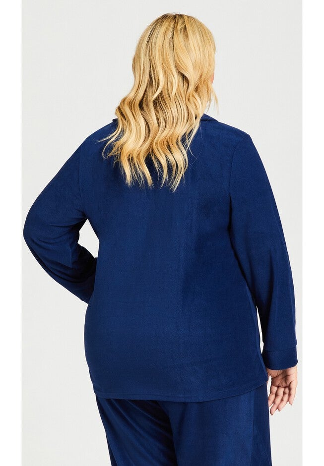 Button Fleece Top, NAVY, on-hover image number 1