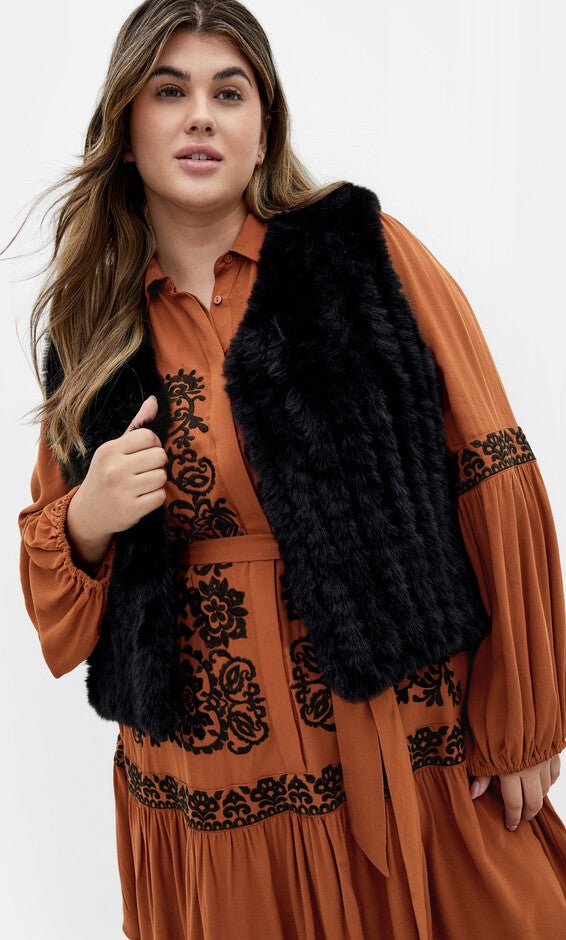 Eve Faux Fur Vest - black, BLACK, hi-res image number 0