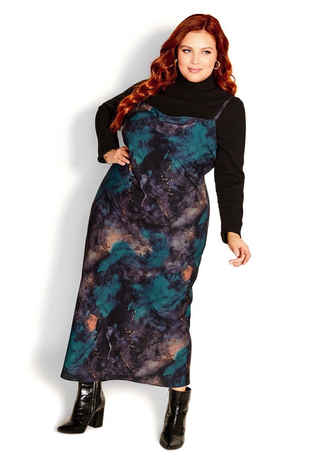 Exotic Surface Dress - teal, BLUE, on-hover image number 1