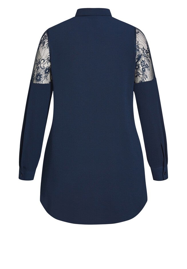 Lacey Hi Lo Shirt - navy, BLUE, alternate image number null