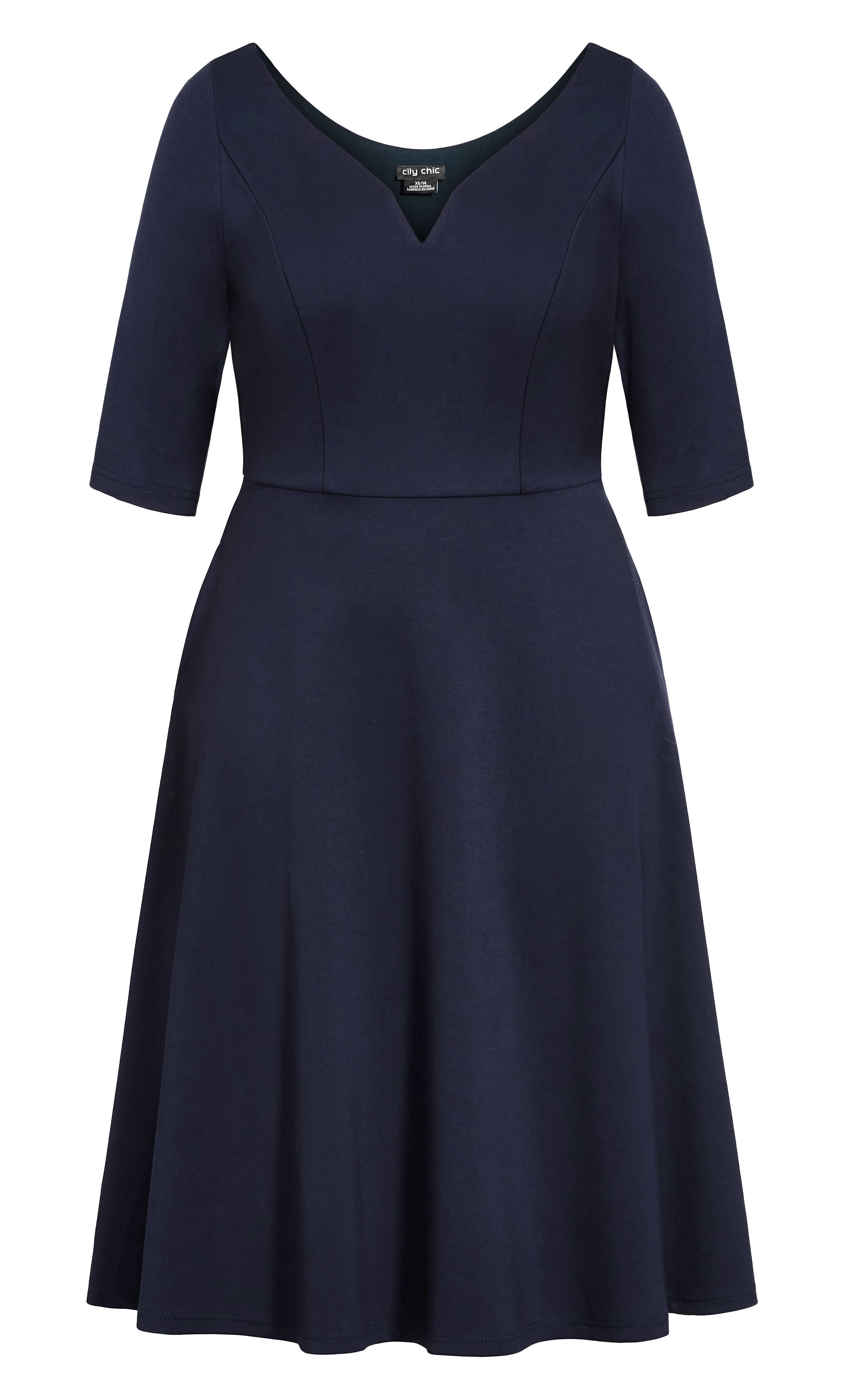 Cute Girl Elbow Sleeve Dress - navy, BLUE, alternate image number 5