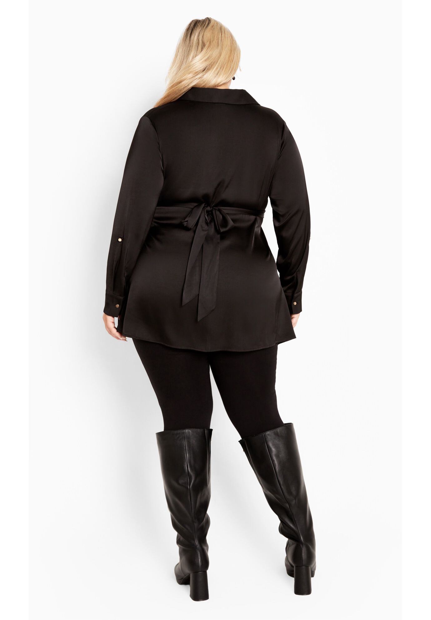 Eva Longline Gold Waist Belt Shirt, BLACK, alternate image number 3