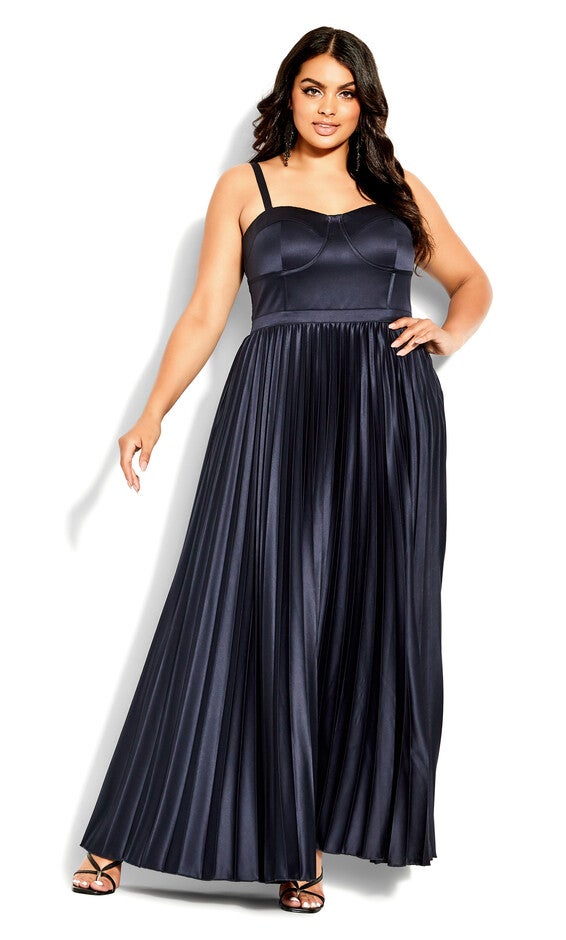 Pleat Desire Dress - navy, BLUE, alternate image number 2