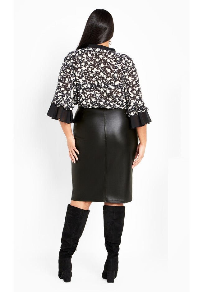 Valerie Vegan Leather Skirt, BLACK, alternate image number null