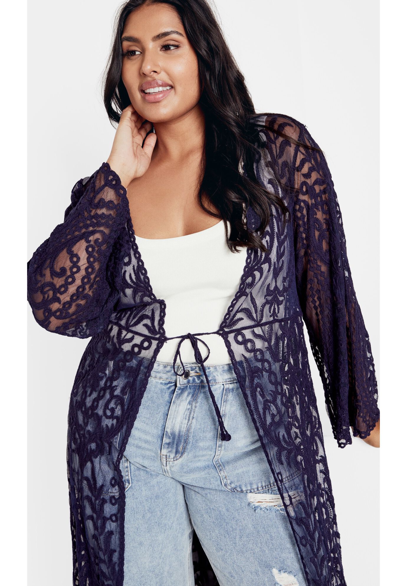 Pretty Thing Duster, NAVY, on-hover image number 1