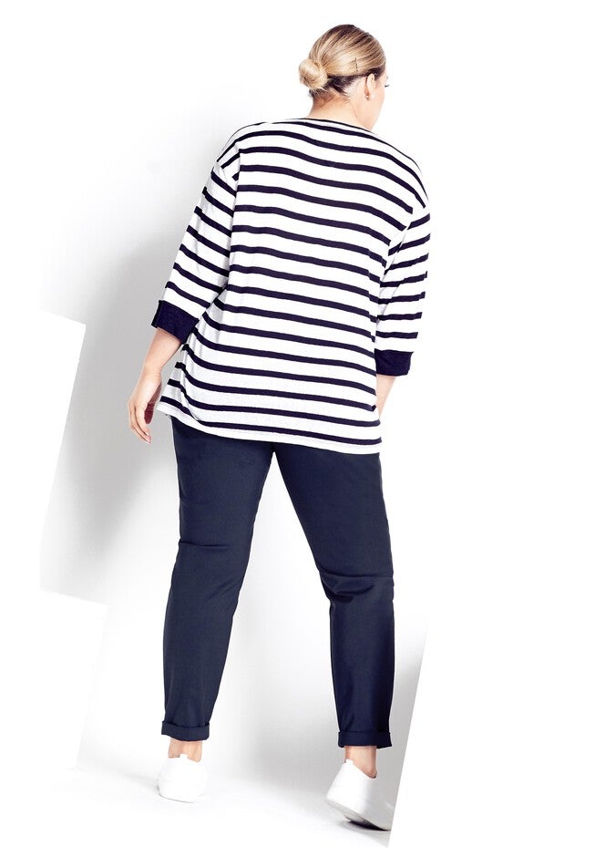 Linen Blend Silo Stripe Tee - white, WHITE, alternate image number null