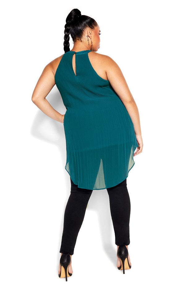 Halter Pleat Top - teal, GREEN, alternate image number 5