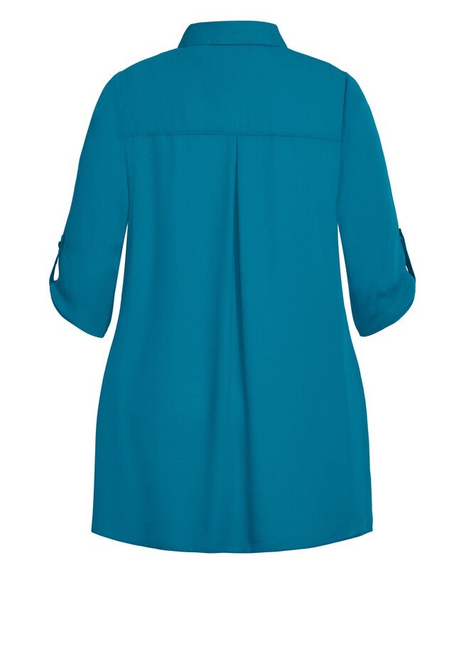 Longline Blouse, TEAL, alternate image number null