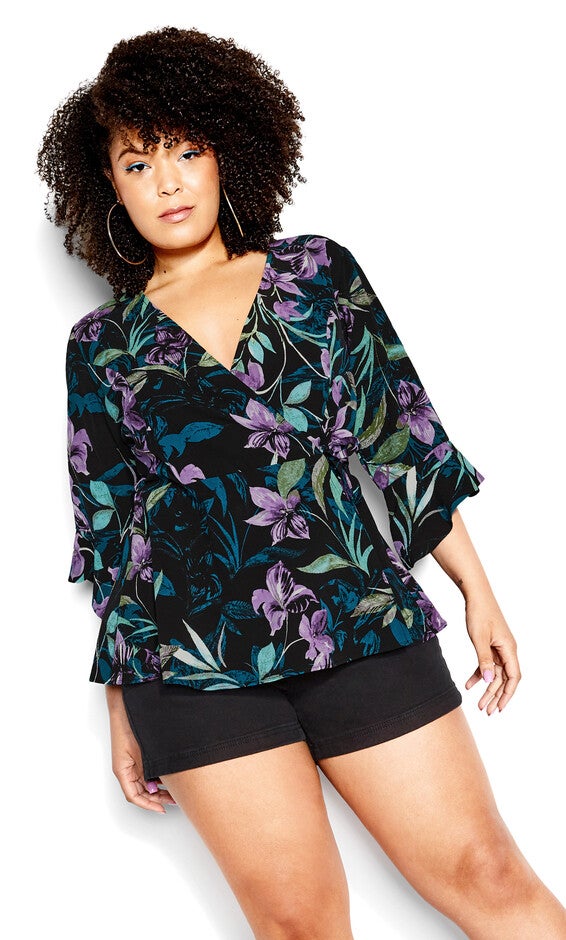 Astrid Print Top - black, BLACK, alternate image number 3