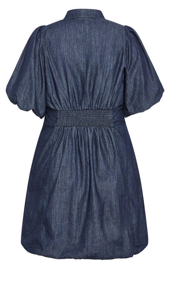 Denim Ella Puff Sleeve Mini Dress - dark denim, DARK, alternate image number 5