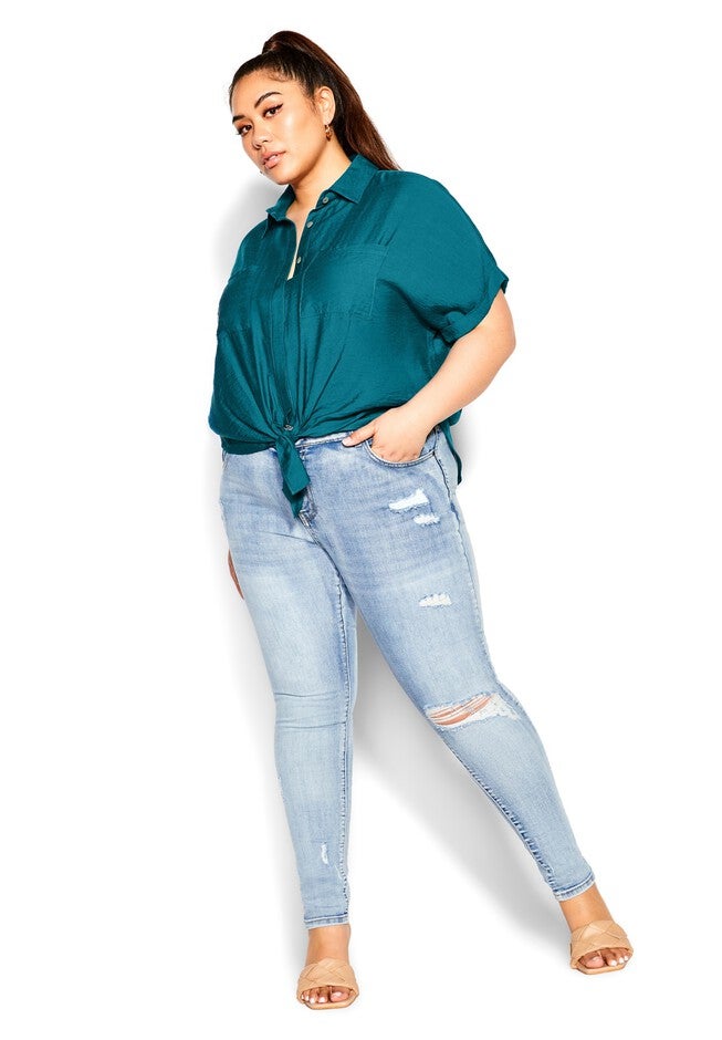 Relaxed Summer Shirt - teal, GREEN, alternate image number null