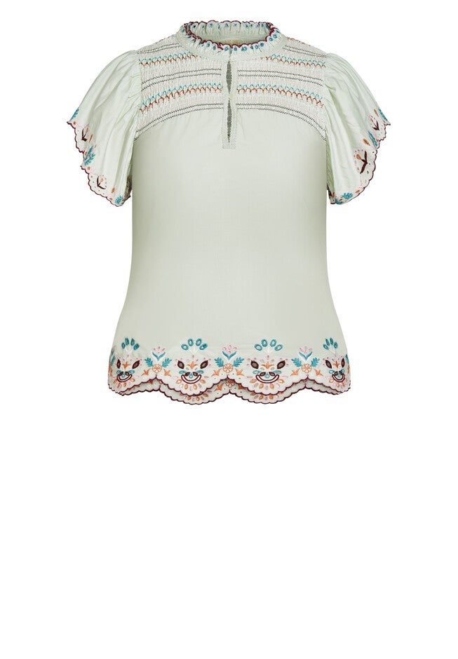 Freefall Embroidered Top - minty, GREEN, alternate image number null