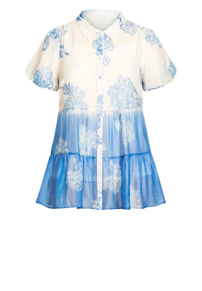 Shion Tiered Shirt, IVORY LUST BORDER, alternate image number null