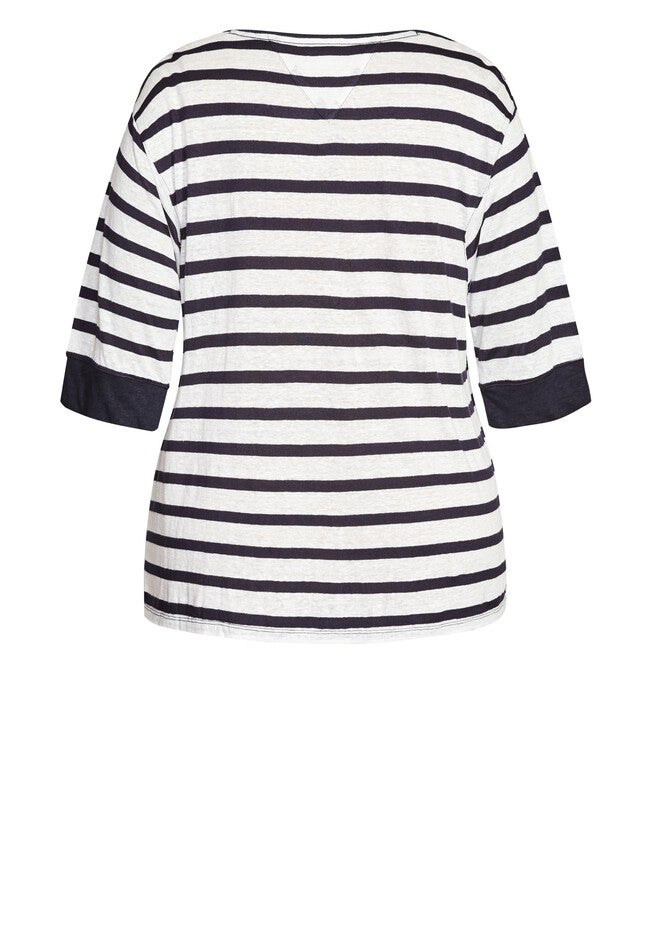 Linen Blend Silo Stripe Tee - white, WHITE, alternate image number null