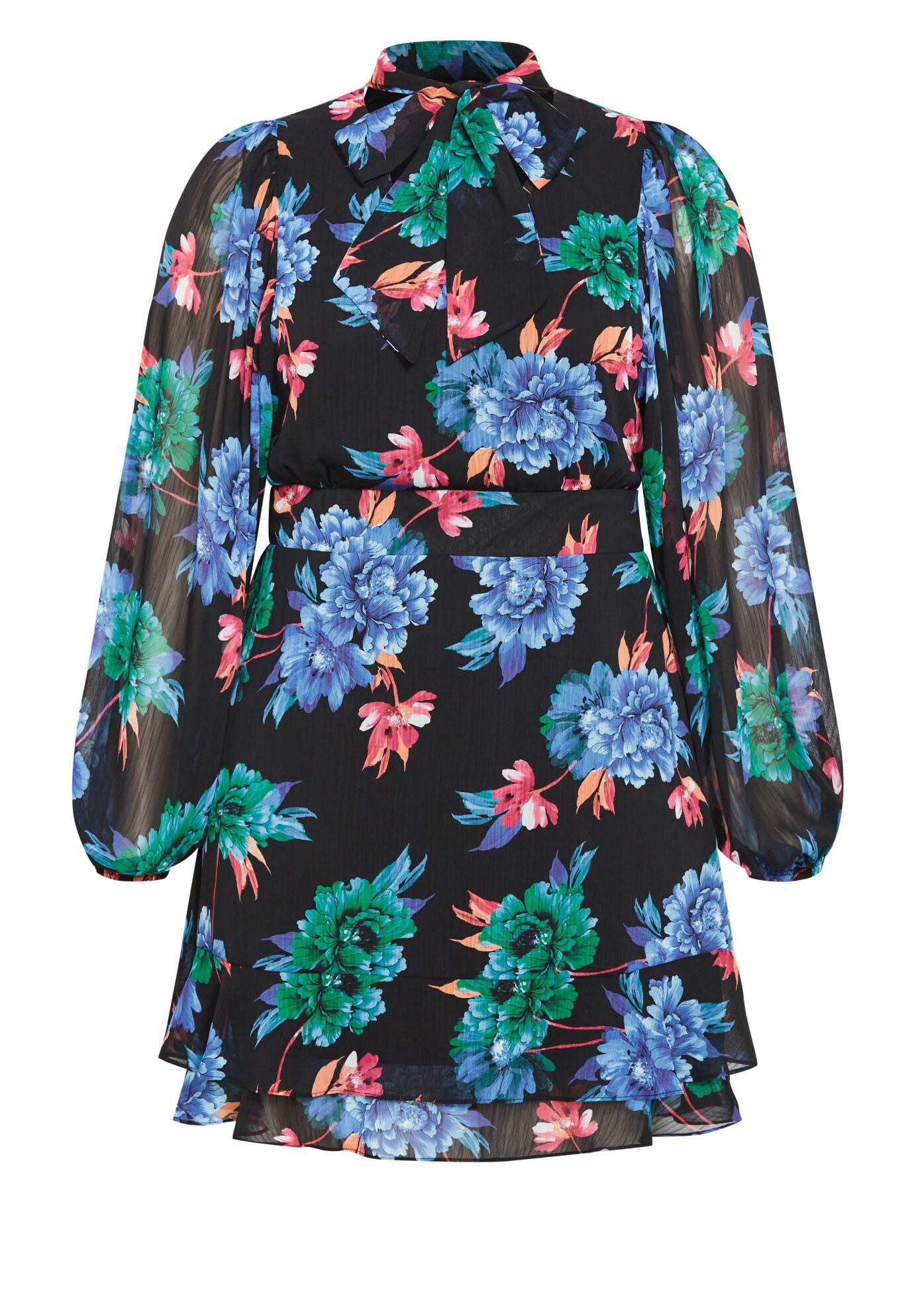 Blakely Print Dress - black, BLACK, alternate image number 3