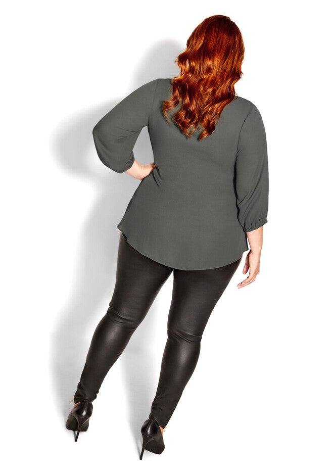 Sexy Fling Elbow Sleeve Top - deep sage, GREEN, alternate image number null