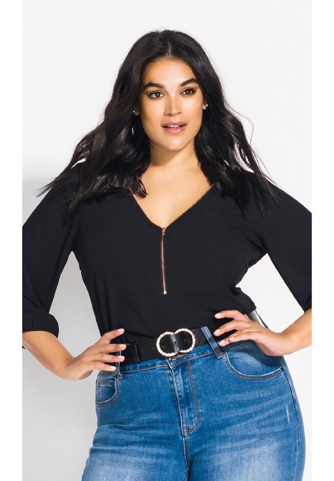 Sexy Fling Elbow Sleeve Top - black, BLACK, hi-res image number null