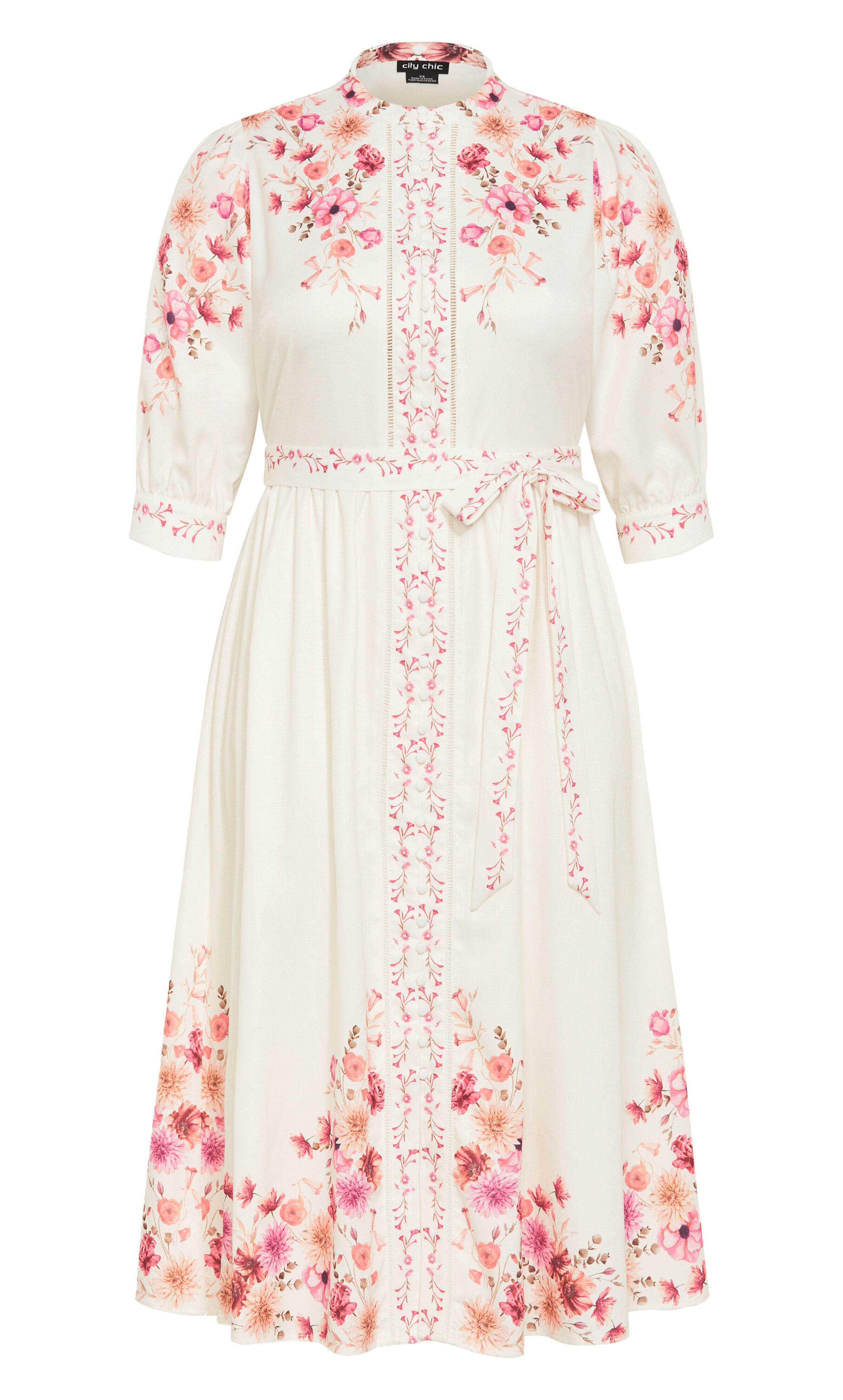 Annabelle Button Closure Midi Dress - ivory, IVORY, alternate image number 4