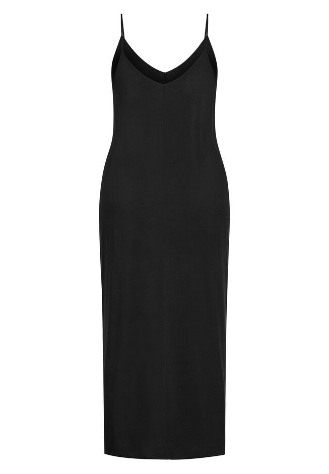 V Neck Maxi Dress - black, BLACK, alternate image number 3