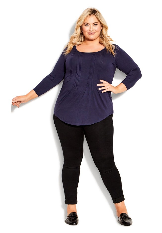 Milly Pleat Plain Top, NAVY, hi-res image number null