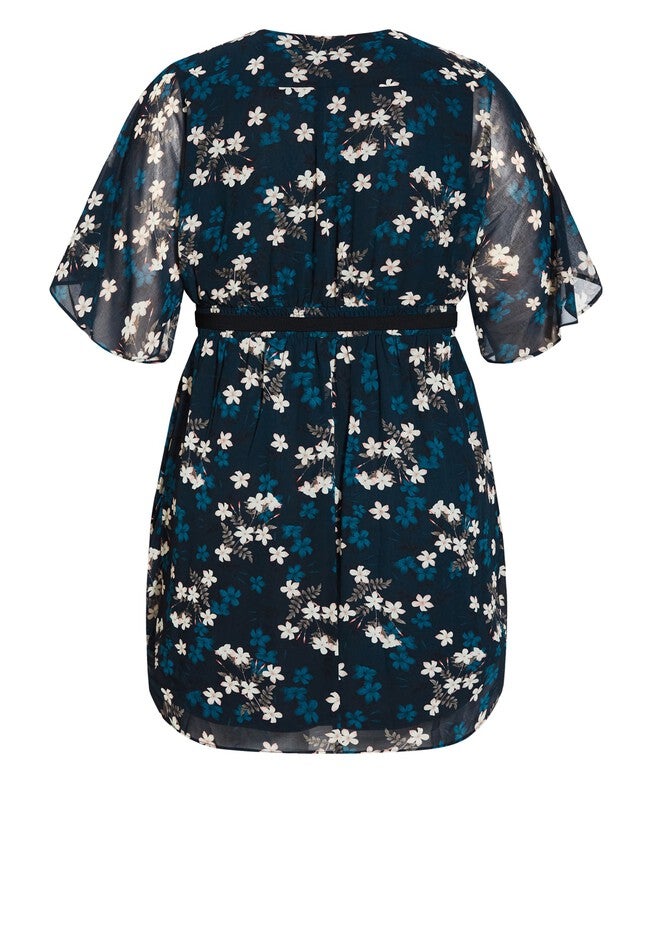 Cascade Floral Dress - navy, BLUE, alternate image number 2