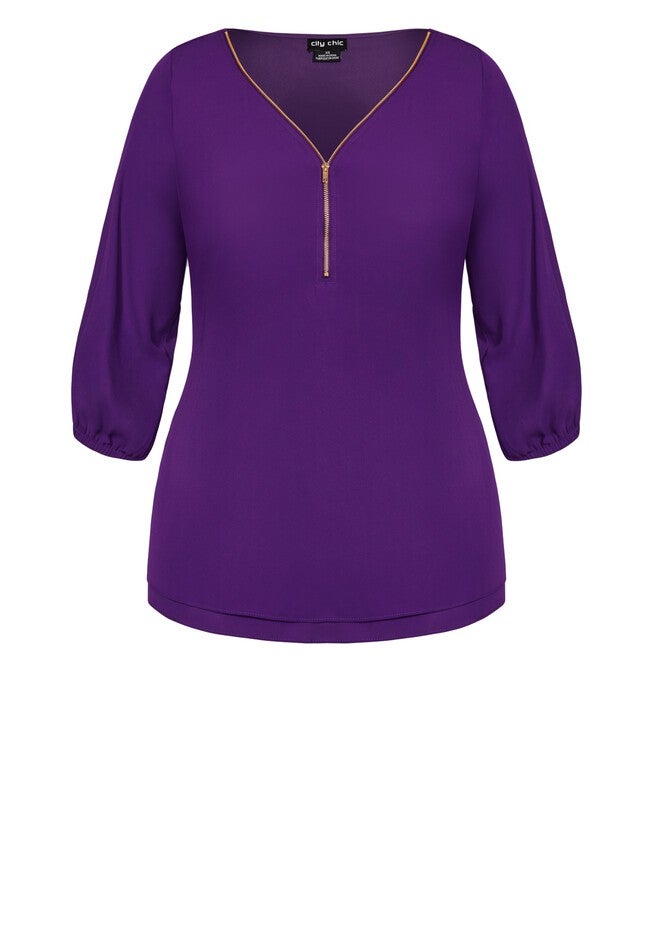 Sexy Fling Elbow Sleeve Top - petunia, PURPLE, alternate image number null