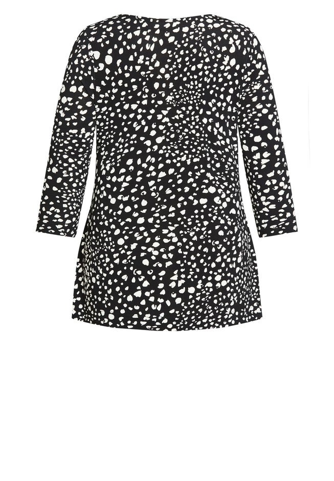 Miriam Zip Print Top, MONO BLACK, alternate image number 7