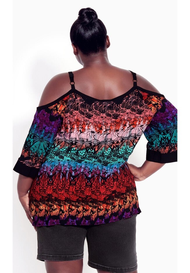 Daisy Cold Shoulder Print Top, METAMORPHOSIS, on-hover image number null