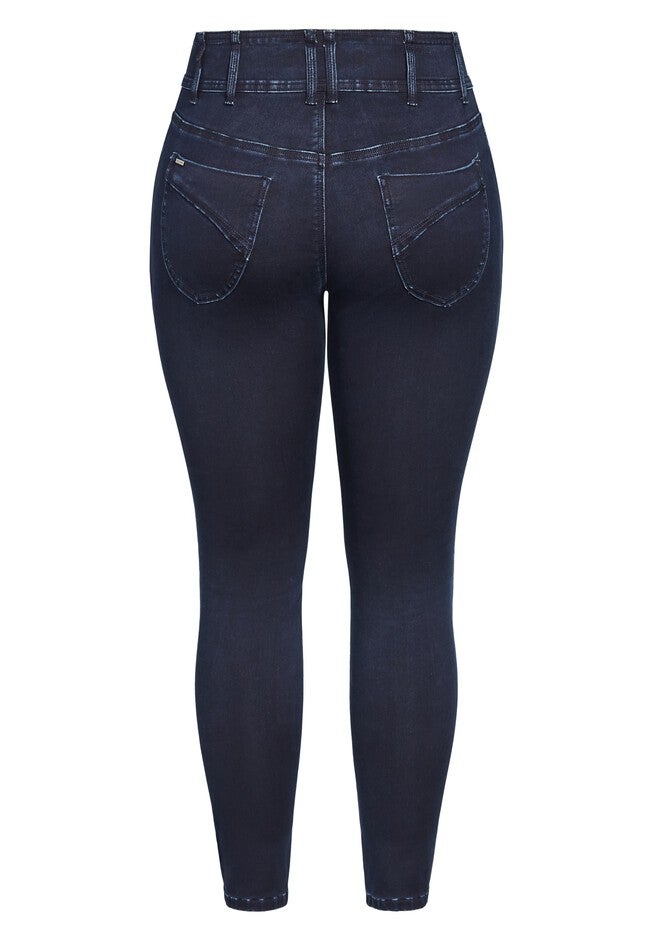 Harley Skinny Petite Denim Jean - dark denim, BLUE, alternate image number 5