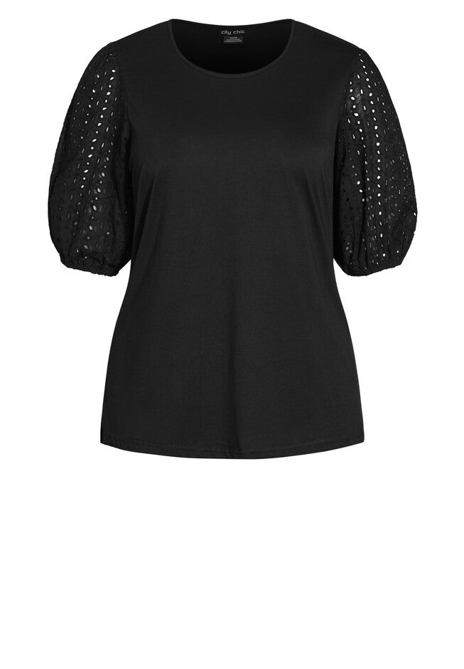 Sleeve Detail Tee - black, BLACK, alternate image number null