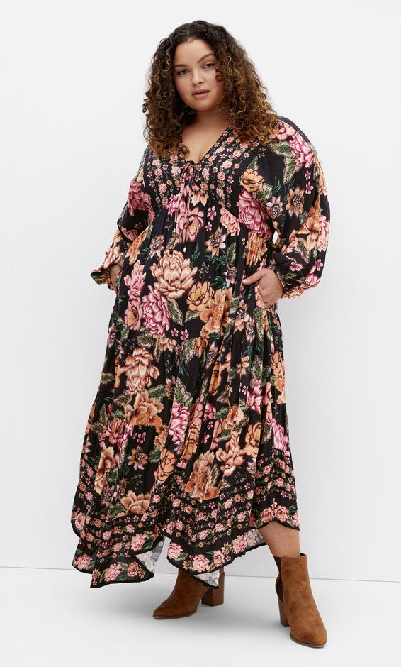 Devine Beauty Border Dress - black, BLACK, hi-res image number null