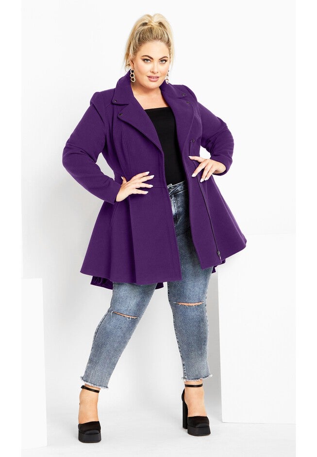 Hi Lo Frill Coat - petunia, PURPLE, alternate image number null