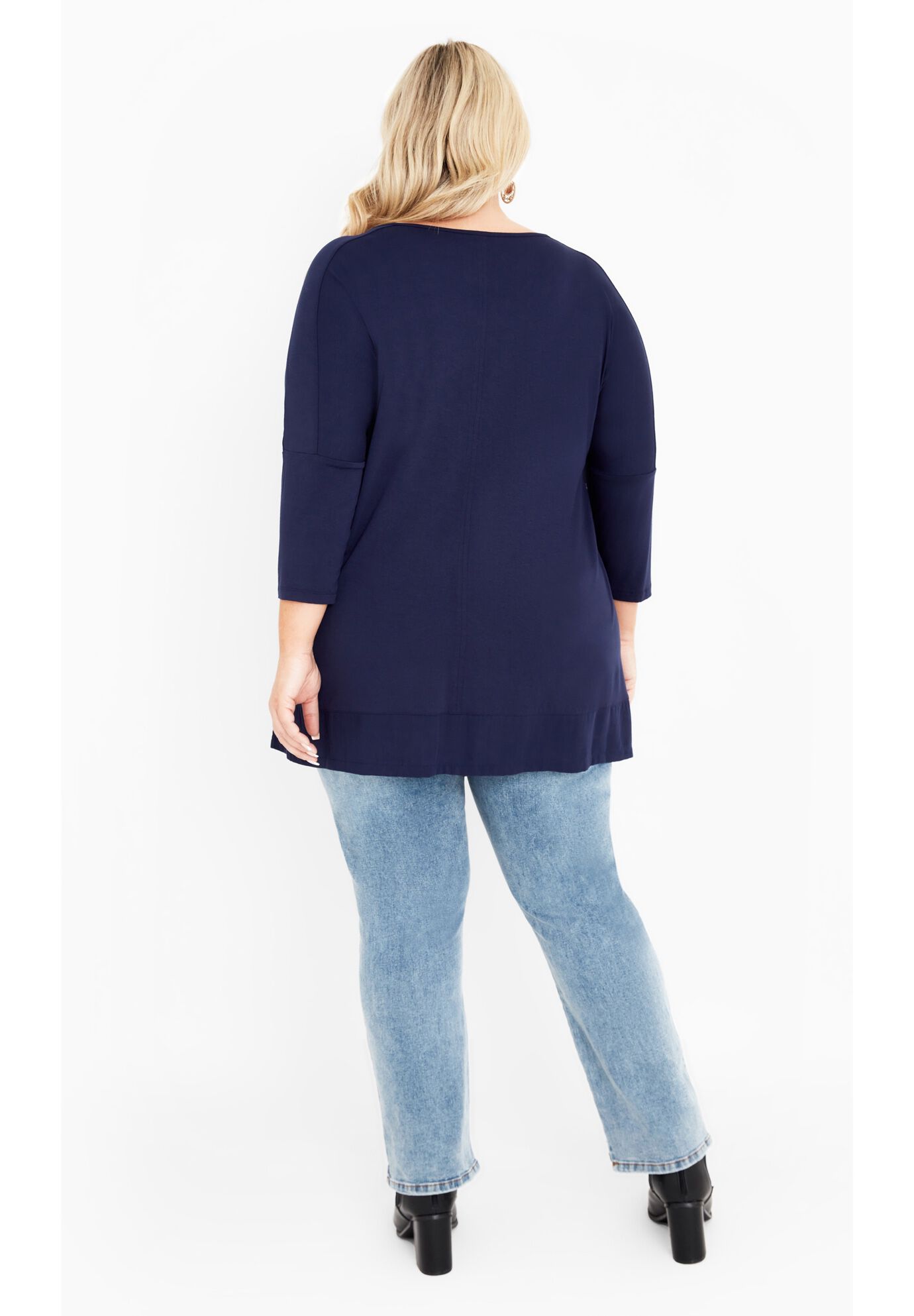 Sheila Mix Media Top, NAVY, alternate image number 3
