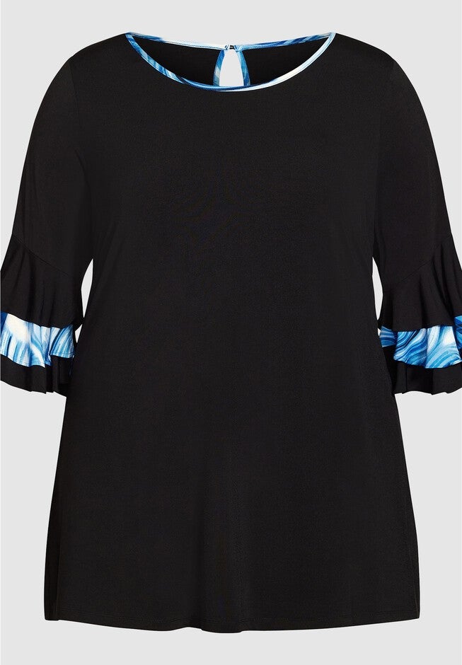 Gabby Bell Sleeve Tunic, BLACK, on-hover image number 1