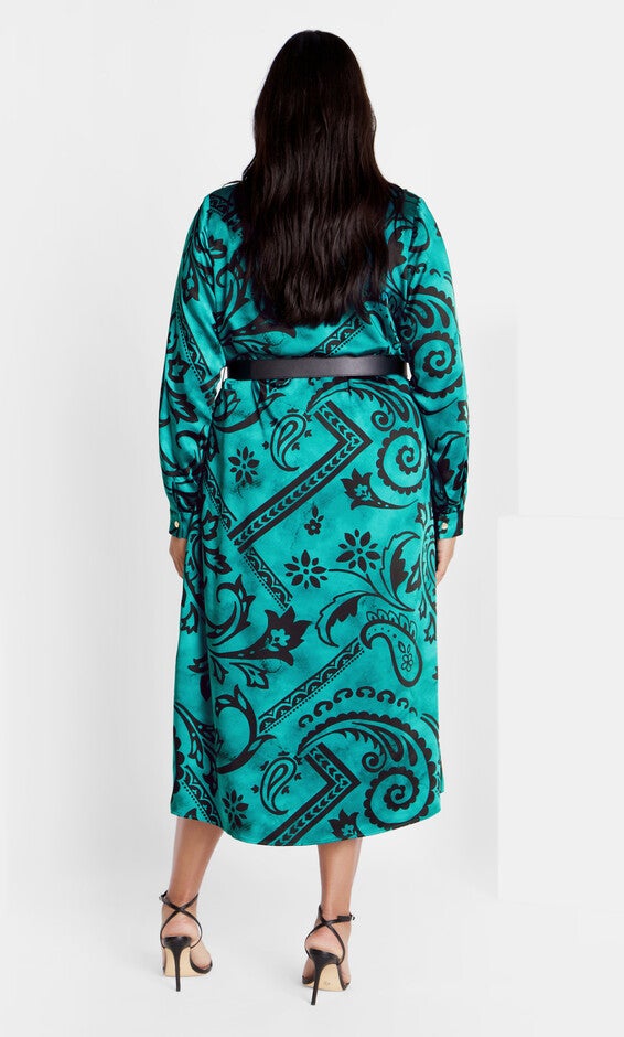 Sienna Print Dress - peacock, GREEN, alternate image number 3