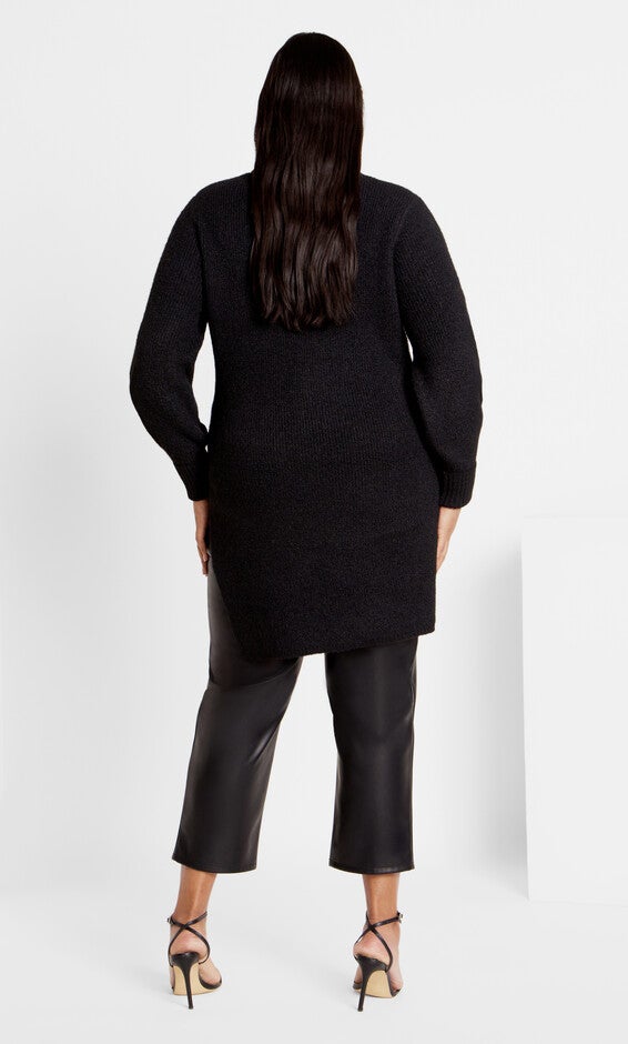 Longline Split Sweater - black, BLACK, alternate image number null