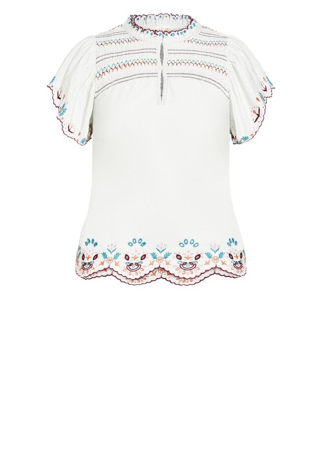 Freefall Embroidered Top - ivory, WHITE, alternate image number null