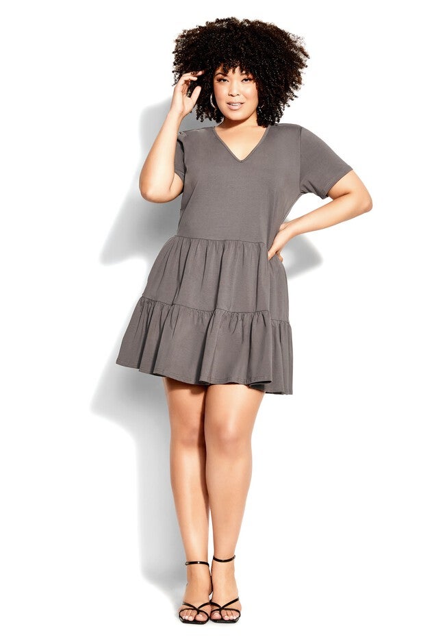 Social Tier Dress - slate, GREY, hi-res image number 0