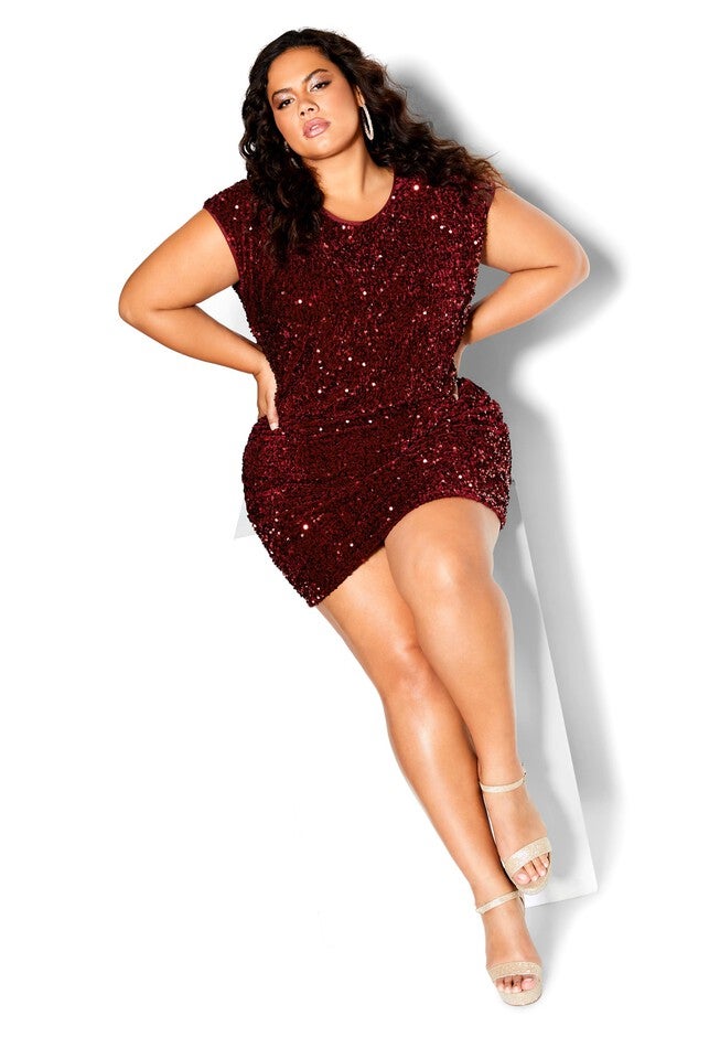 Sequin Party Dress - ruby, RED, on-hover image number 1