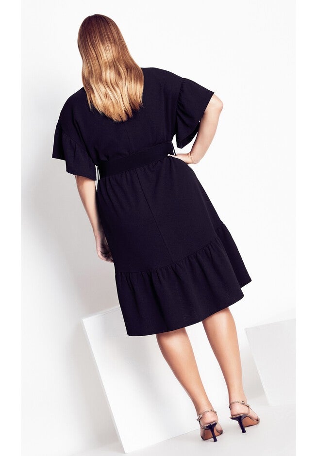 Belted Swish Dress - black, BLACK, on-hover image number null