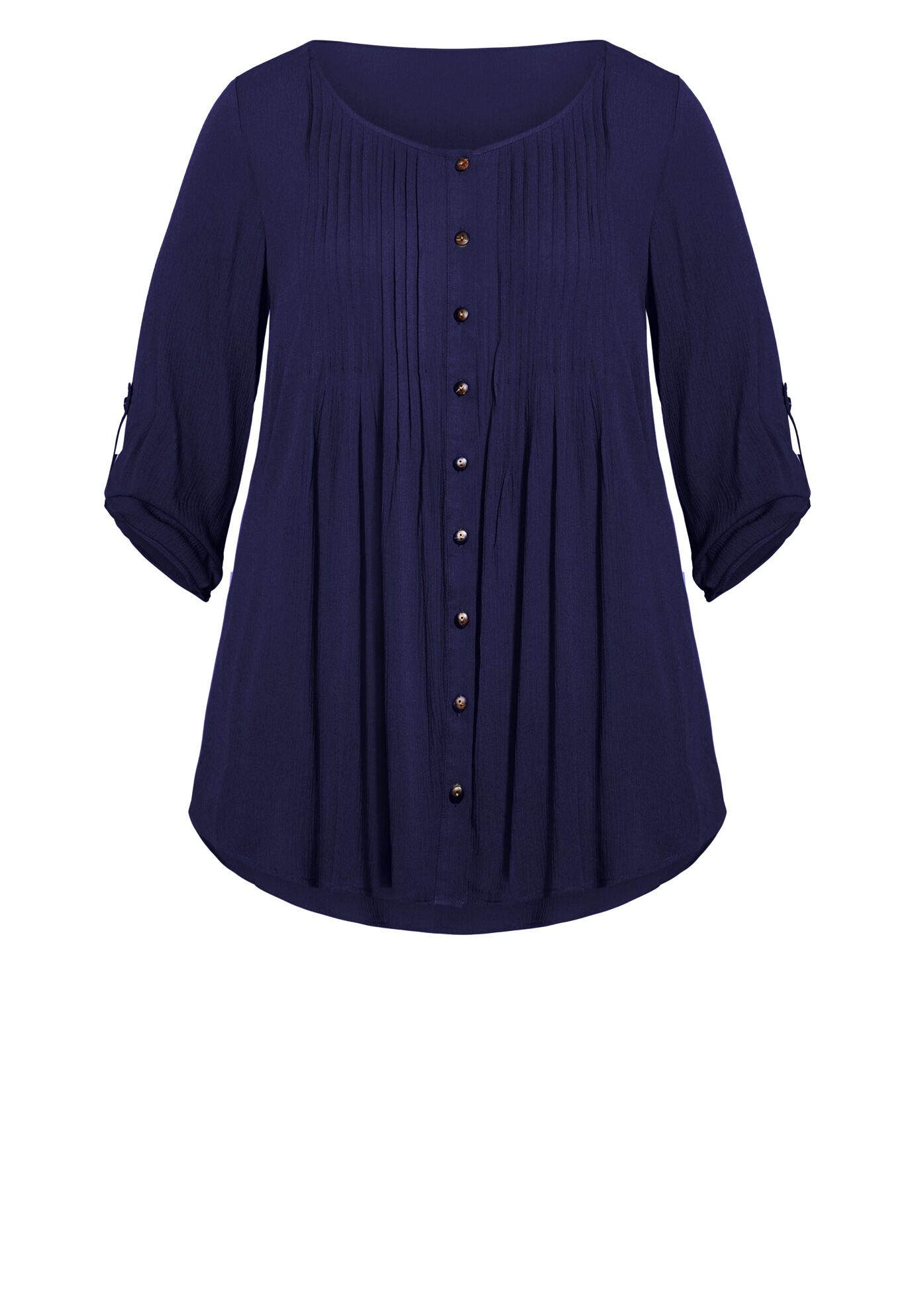 Sandy Pintuck Plain Shirt, NAVY, alternate image number 2