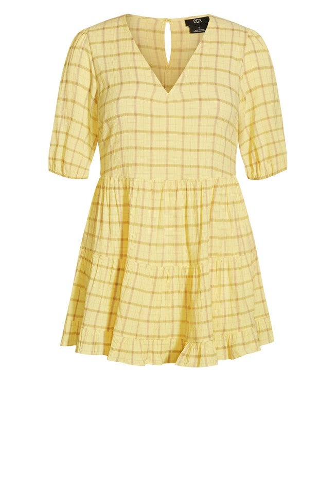 Flirty Check Dress - lemon check, YELLOW, alternate image number 2