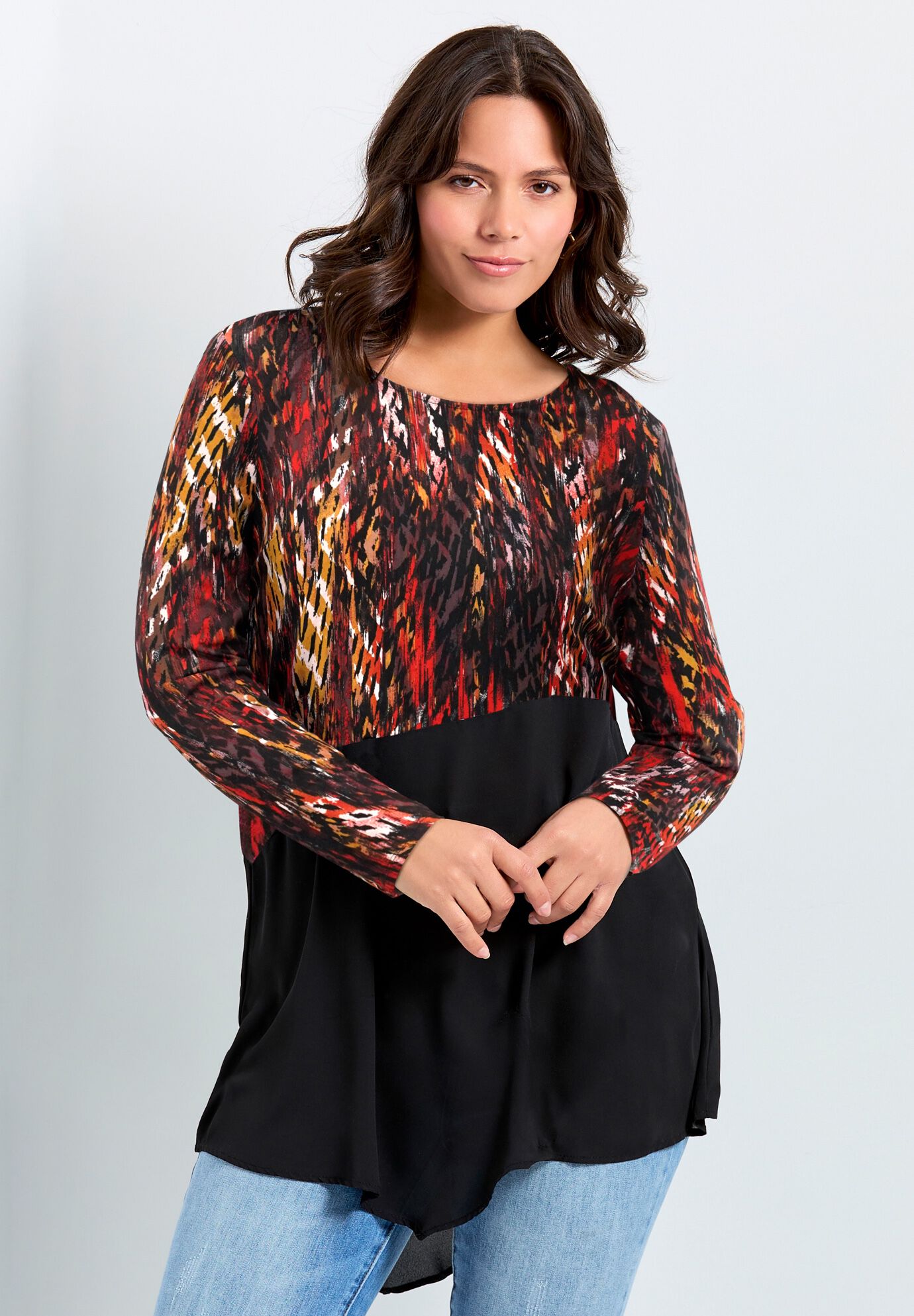 Carla Print Top, SPICE TEXTURE, hi-res image number 0