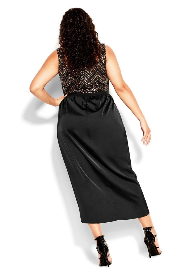 Sequin Bodice Dress - bronze, BLACK, alternate image number 4