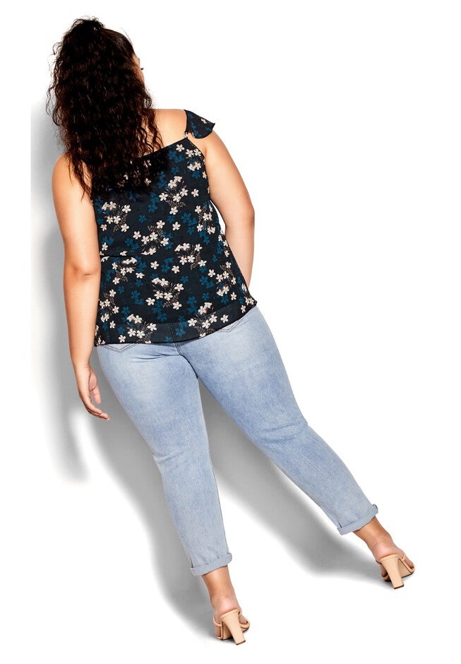 Cascade Floral Top - navy, BLUE, alternate image number null