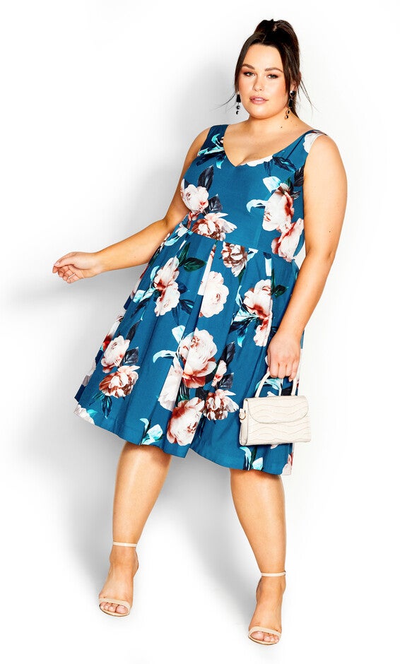 Sandra Dress - teal, TEAL CAMILLA FL, hi-res image number 0