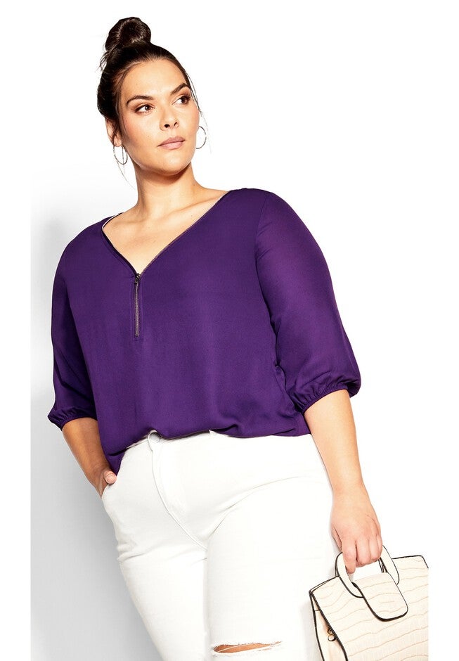 Sexy Fling Elbow Sleeve Top - petunia, PURPLE, hi-res image number null