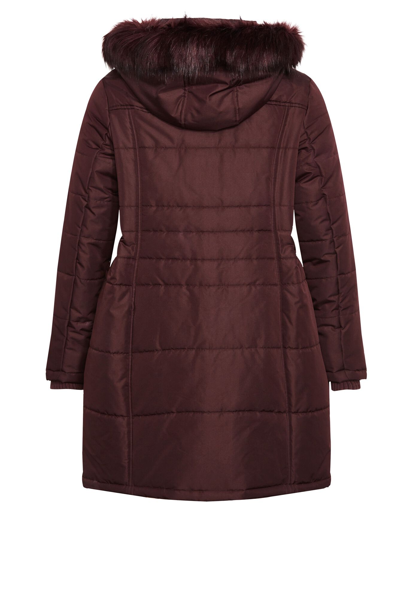 Side Belt Puffer Coat, WINE, alternate image number 7